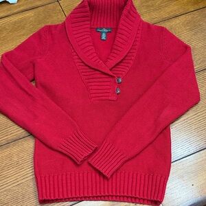 Ralph Lauren Red Shawl Collar Sweater